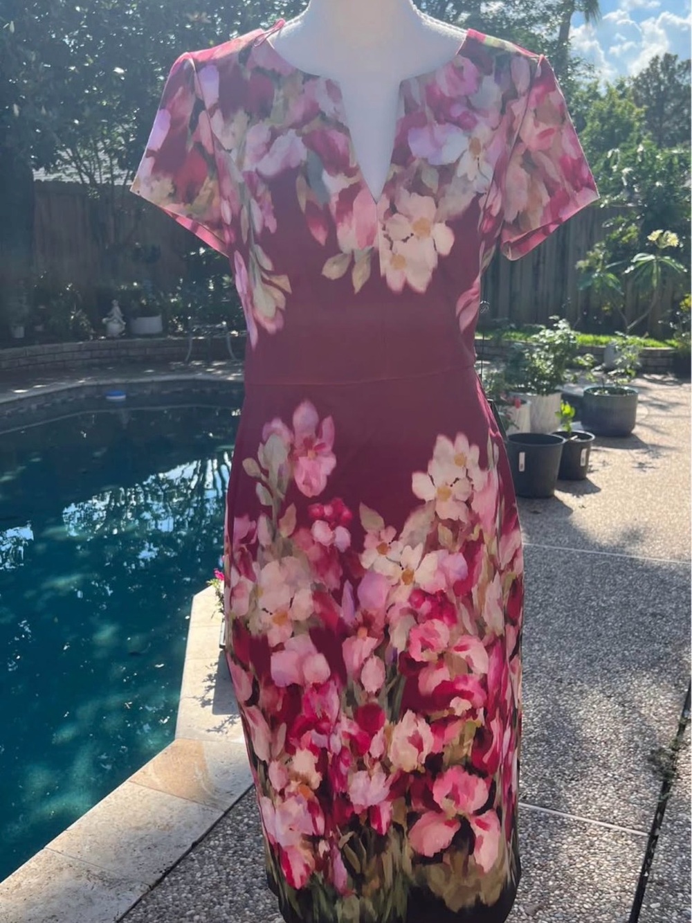 Adrianna Papell Berry Floral Sheath Dress